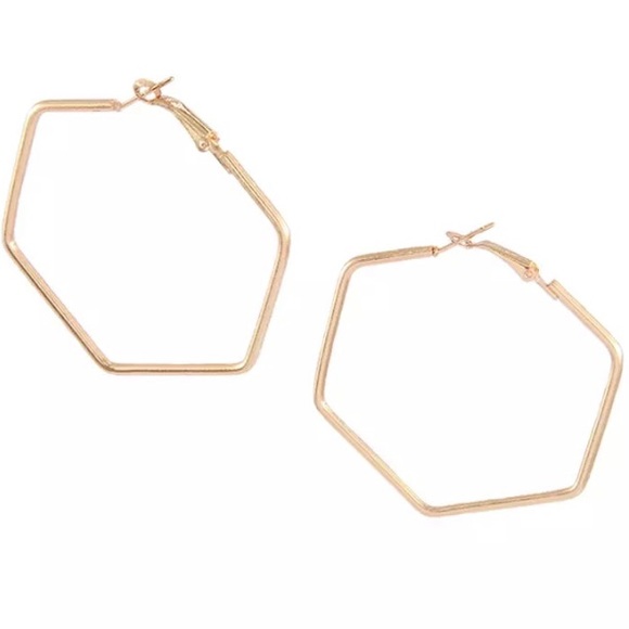 NEW!๐๐ROSE!๐๐GOLDEN! HEXAGON HOOPS!๐๐MODERN! - Picture 6 of 7